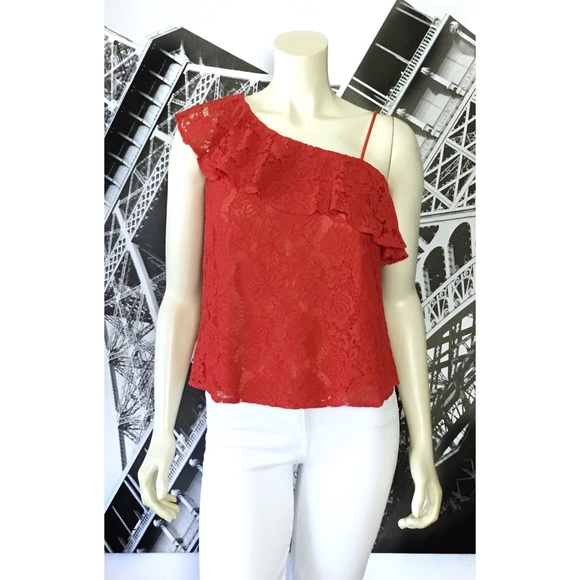 Red Lace One Shoulder Top From MINE - Picture 4 of 5